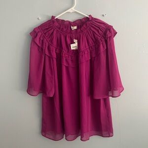 Nwt Cato Fuchsia Ruffle Blouse